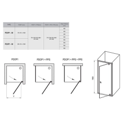 Душові двері Ravak PIVOT PDOP 1 - 90 Transparent, профіль сатин, безпечне скло, 03G70U00Z1