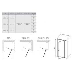 Душові двері Ravak PIVOT PDOP 2 - 120 Transparent, білий профіль, ручка хром, безпечне скло, 03