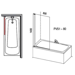 Штора для ванни Ravak PVS1-80 TRANSPARENT полірований алюміній, 79840C00Z1