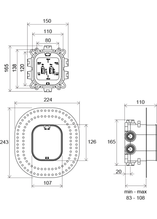 Вмонтированый механизм Ravak R-box Vari RB 072.50, X070139