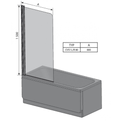 Штора для ванни Ravak CVS1-80 R TRANSPARENT сатин профіль, 7QR40U00Z1