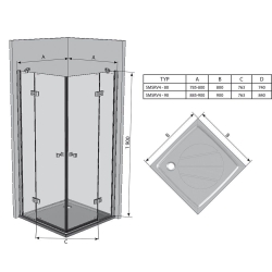 Душевая штора Ravak SMARTLINE SMSRV 4 - 90 Transparent, безопасное стекло, профиль хром, 1SV77A00Z1