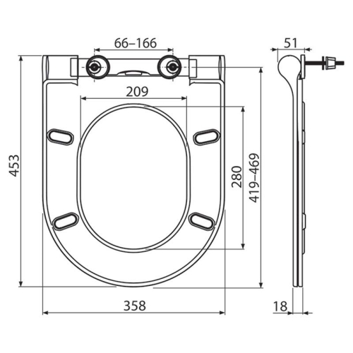 Сиденье для унитаза Ravak Uni Chrome, дюропласт, микролифт, с креплением Slim, X01550