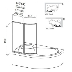 Шторка для ванни Ravak VSK2 ROSA-160 L Rain, 76L9010041