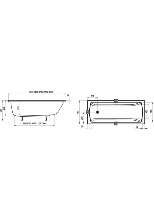 Ванна акрилова прямокутная Ravak Classic II 150x70 CC31000000