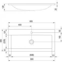 Меблева раковина з отвором Ravak Clear 800, white, XJJ01180000