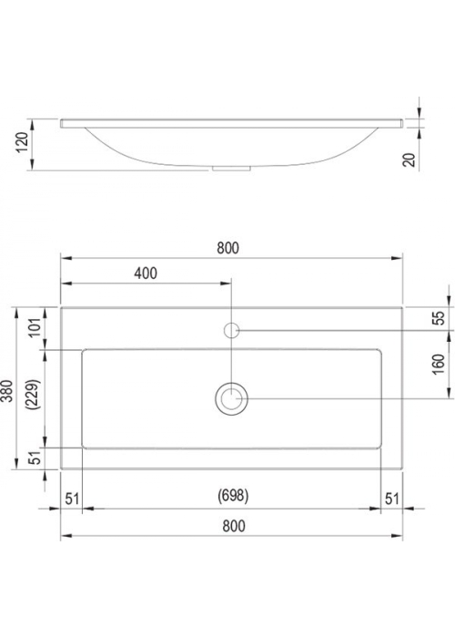 Меблева раковина з отвором Ravak Clear 800, white, XJJ01180000