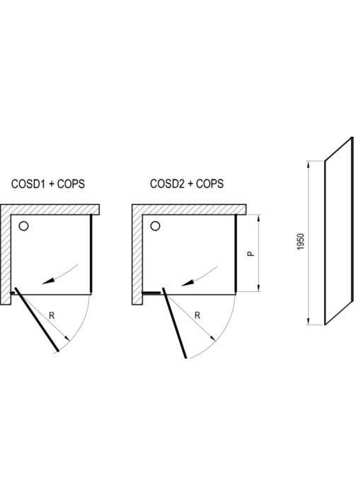 Душова кабіна квадратна Ravak Cool! COSD1 + COPS 90x90 Transparent, чорний, безпечне скло, X0VV70300Z1+X9VV70300Z1