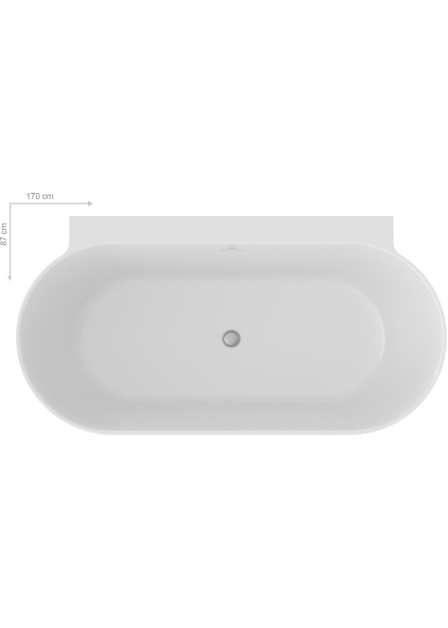 Ванна акрилова Ravak FFREEDOM Wall II TEC сніжно-біла/чорна 170х87 см  CC71700000