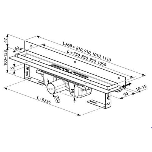 Душовий канал OZW RAVAK Chrome 950, X01630