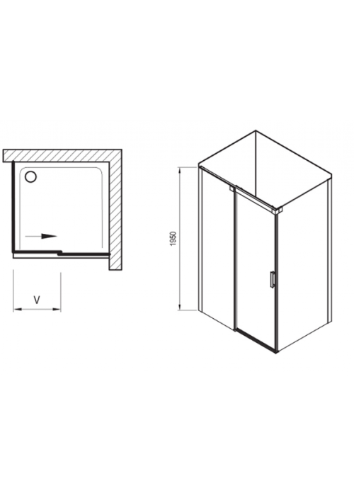 Душовий куточок Ravak Matrix MSDPS-120/90 L полірований алюміній+Transparent, 0WLG7C00Z1