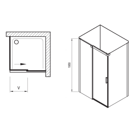 Душовий куточок Ravak Matrix MSDPS-100/80 L полірований алюміній+Transparent , 0WLA4C00Z1