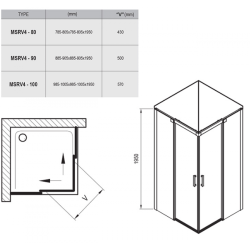 Душевой уголок Ravak Matrix MSRV4-100/100 сатин+Transparent , 1WVAAU00Z1