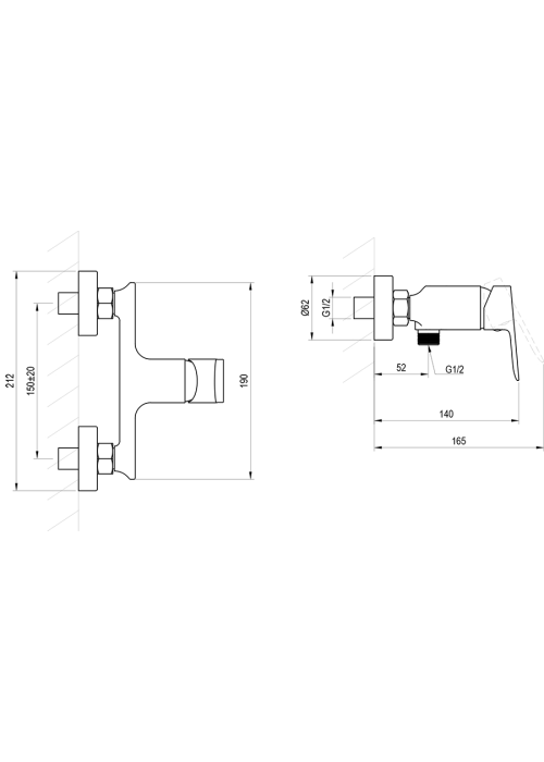 Настінний змішувач для душу Ravak Plan, X070509