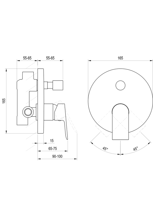 Змішувач прихованого монтажу Ravak Plan PN 061.00 із перемикачем X070510