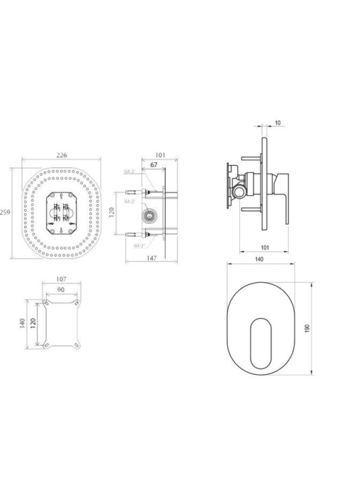 Змішувач прихованого монтажу Ravak Chrome R-box CR.065.00, X070056