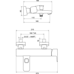 Смеситель для ванны Ravak 10* TD 022.00/150, X070065