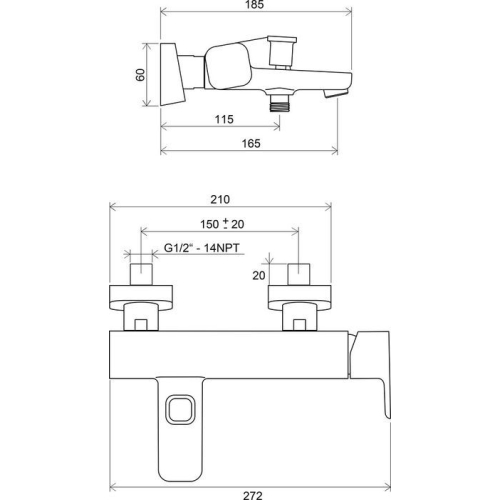 Смеситель для ванны Ravak 10* TD 022.00/150, X070065