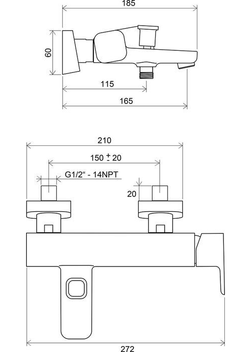 Смеситель для ванны Ravak 10* TD 022.00/150, X070065