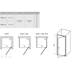 Душевые двери Ravak PIVOT PDOP1-90, черный + TRANSPARENT, 03G70300Z1