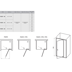 Душевые двери Ravak PIVOT PDOP2 - 120 черный + TRANSPARENT, 03GG0300Z1