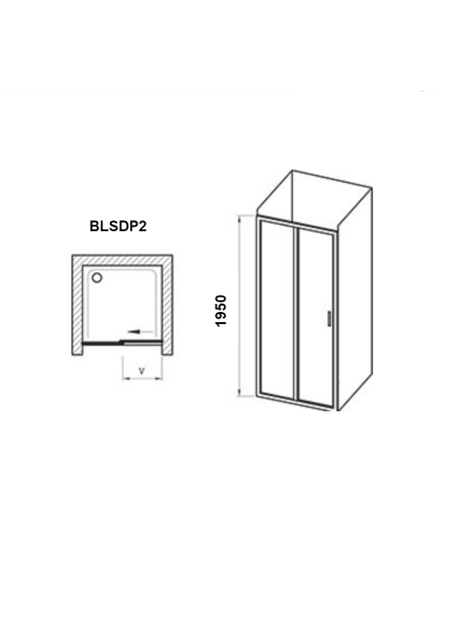 Душові двері Ravak BLIX Slim BLSDP2-100, полірований алюміній + Transparent, X0PMA0C00Z1