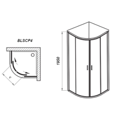 Душевой уголок Ravak BLIX Slim BLSCP4-90, полиров. алюминий + TRANSPARENT, X3BM70C00Z1