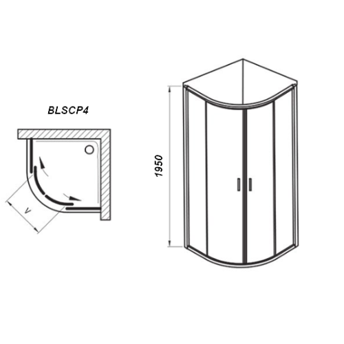 Душевой уголок Ravak BLIX Slim BLSCP4-80, полиров. алюминий + TRANSPARENT, X3BM40C00Z1