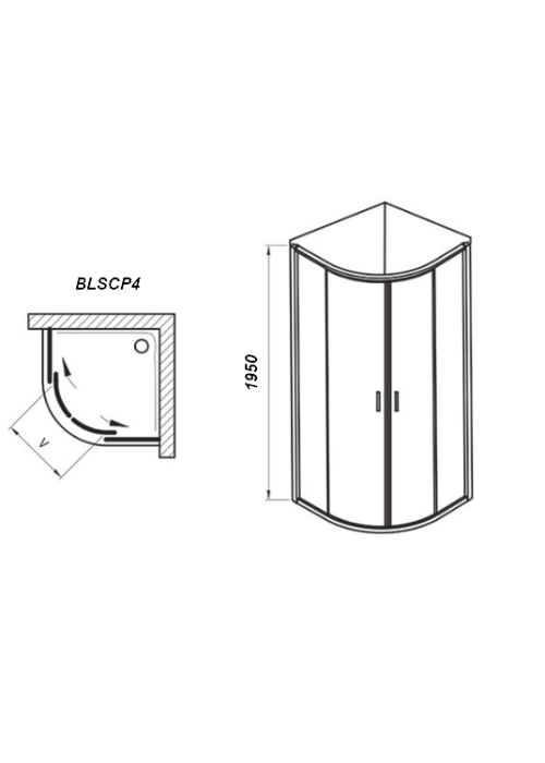 Душевой уголок Ravak BLIX Slim BLSCP4-90, полиров. алюминий + TRANSPARENT, X3BM70C00Z1