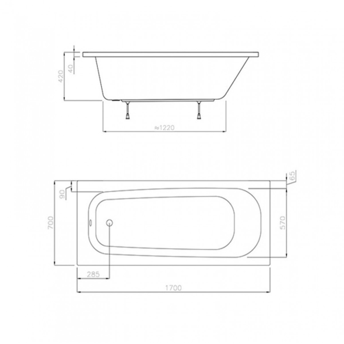 Ванна акрилова прямокутна RAVAK Septima 170х70 см XAU0000040