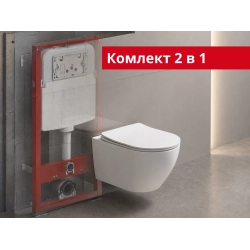 Комплект: Інсталяційна система RAVAK FrameCore Direct RKUC3000003 + Підвісний унітаз RAVAK WC CONCEPT OVAL RimOff білий із сидінням дюропласт soft-close, RKUM000009 (RKUSET8001)