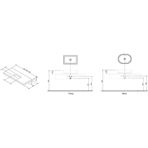Комплект: Стільниця під умивальник Ravak дуб + Раковина CREAVIT ULTRA 45 + X000000833+UL145-00CB00E-00 (виставковий зразок)