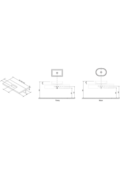 Комплект: Стільниця під умивальник Ravak дуб + Раковина CREAVIT ULTRA 45 + X000000833+UL145-00CB00E-00 (виставковий зразок)