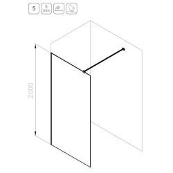 Нерухома стінка Ravak Walk-In Air Wall 100 чорний, безпечне скло, GW9WA0300Z1C