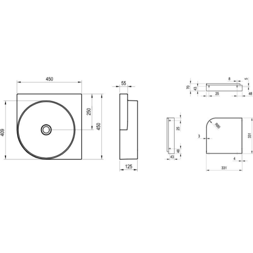 Умивальник Ravak Yard 450 білий керамічний, XJX01045000