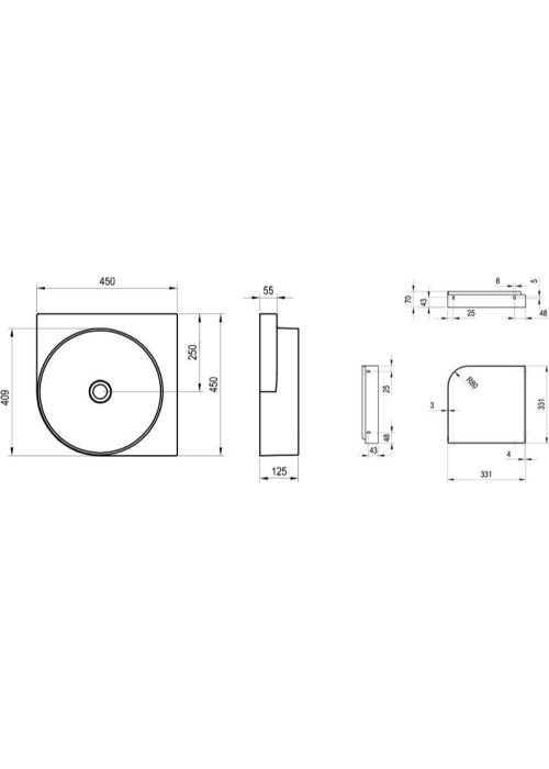 Умывальник Ravak Yard 450 керамический белый, XJX01045000