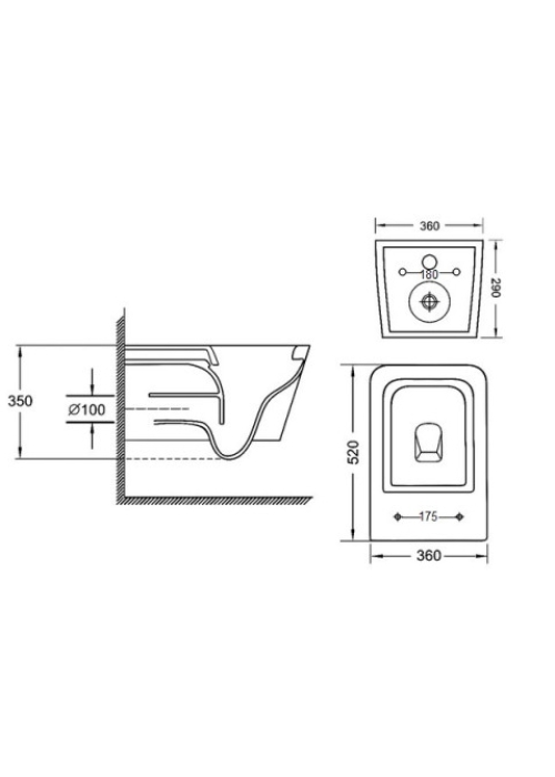 Унітаз підвісний Imprese KUBIK Rimless безободковий з дюропластом soft-close c06810203