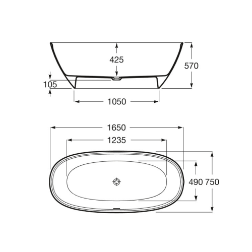 Ванна овальна окремо стояча Roca Ariane 165x75 A248470000