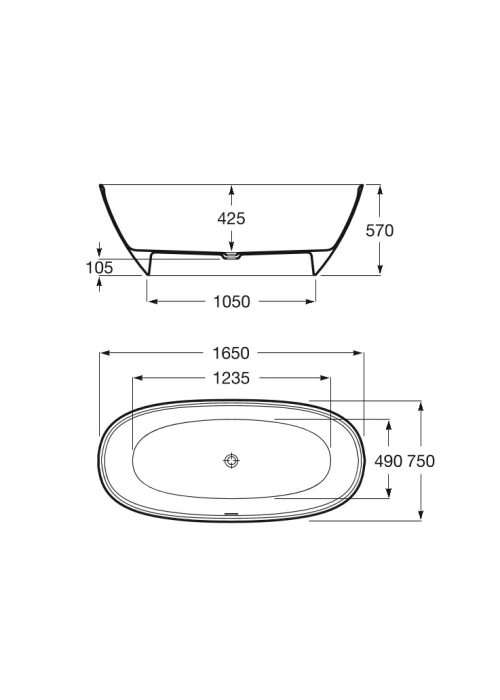 Ванна овальна окремо стояча Roca Ariane 165x75 A248470000