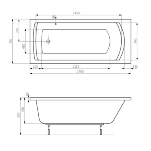 Ванна прямокутна Roca Linea 170х75 A24T042000