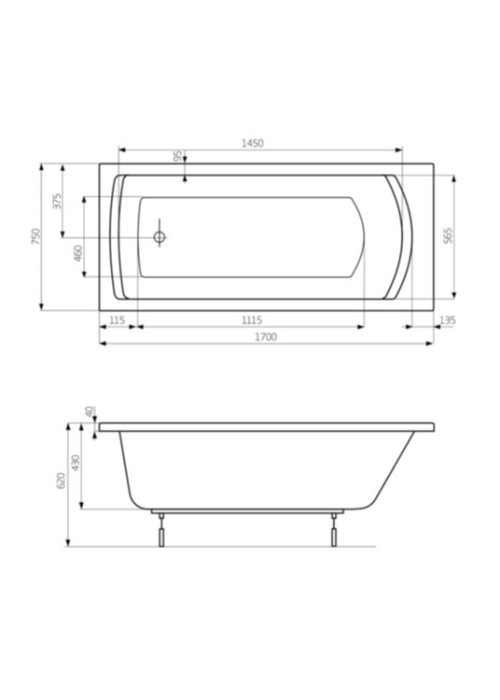 Ванна прямокутна Roca Linea 170х75 A24T042000