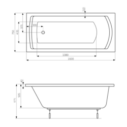 Ванна прямокутна Roca Linea 160x75 A24T026000