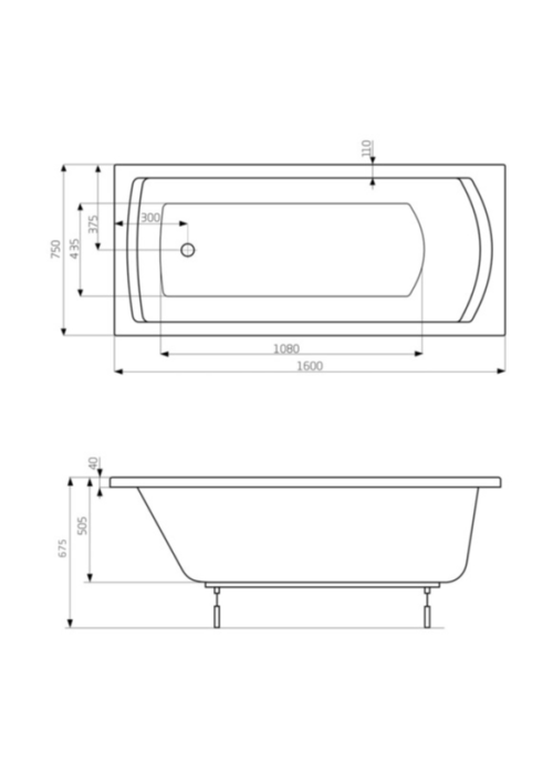 Ванна прямокутна Roca Linea 160x75 A24T026000