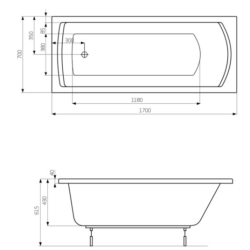 Акрилова Ванна прямокутна Roca Linea 170х70 A24T034000