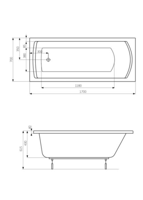 Акрилова Ванна прямокутна Roca Linea 170х70 A24T034000