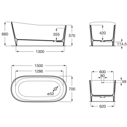 Ванна овальна окремо стояча Roca Maui Round 150x70 A248499000