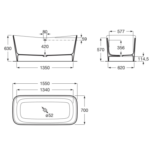 Окремо стояча ванна Roca Maui Square 155x70 A248502000