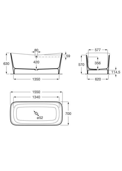 Окремо стояча ванна Roca Maui Square 155x70 A248502000