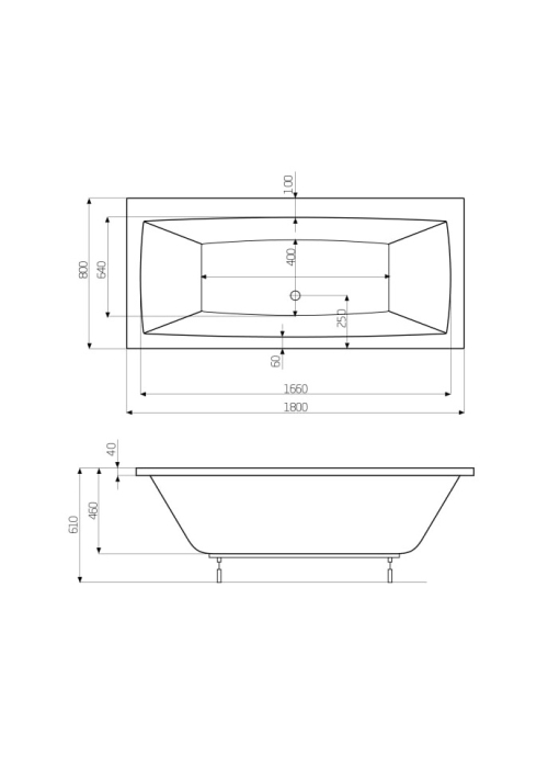 Ванна прямокутна Roca Vita 180х80 A24T074000