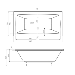 Ванна прямокутна Roca Vita 180x90 A24T082000